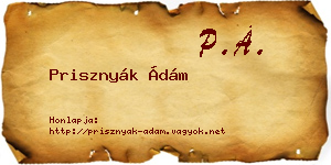 Prisznyák Ádám névjegykártya